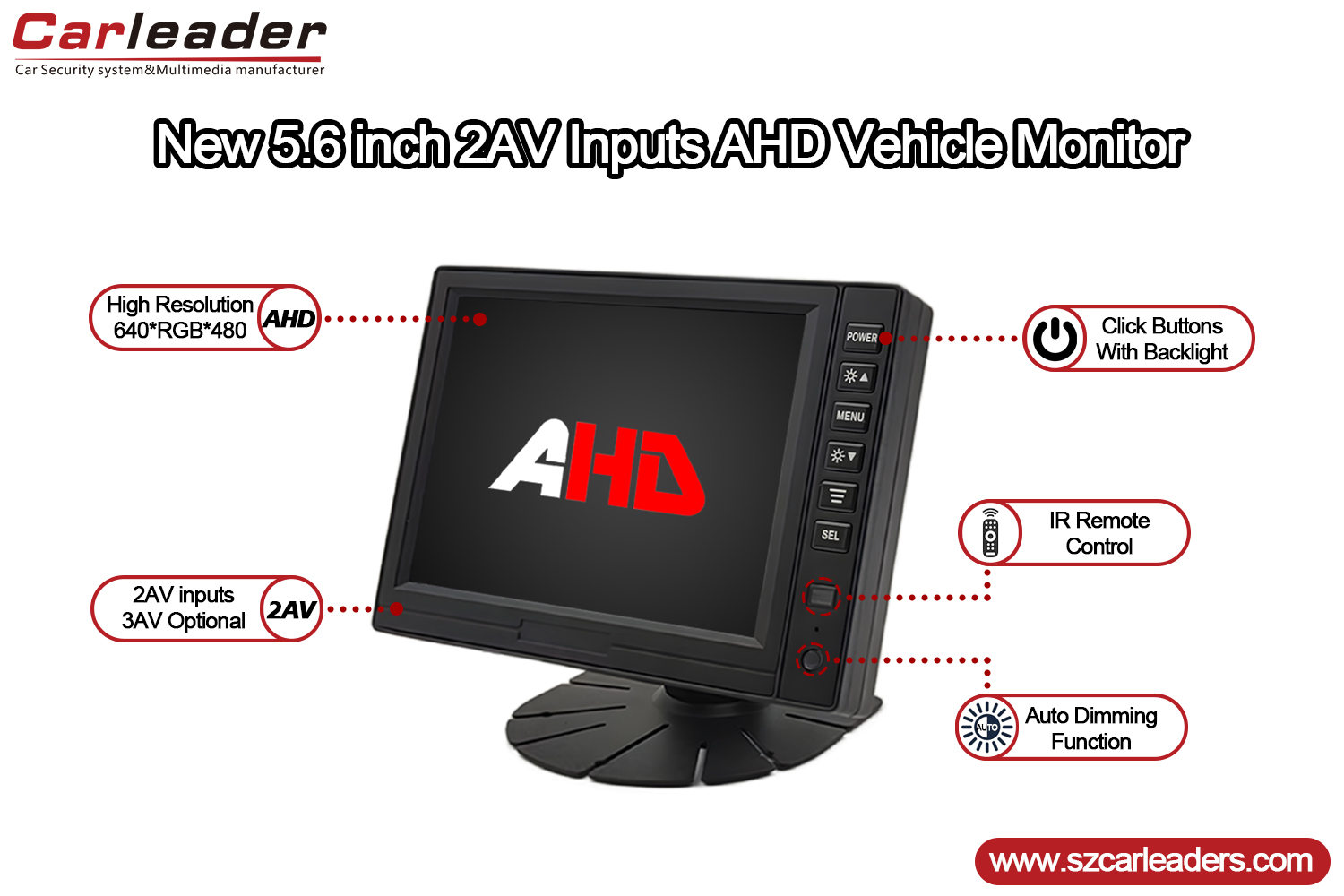 5-calowy monitor cyfrowy TFT LCD AHD