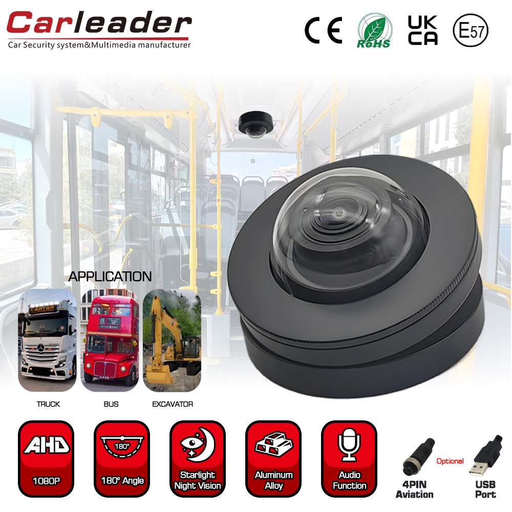 Carleader o szerokości 180 stopni Kąt HD 1080p Dome Camera do nadzoru w pojazdach