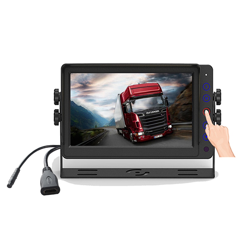 Carleader 7-calowy monitor HD z przyciskiem dotykowym do pojazdów ciężarowych o dużej ładowności obsługuje wejścia sygnału CVBS i HD Carleader 7-calowy monitor HD z przyciskiem dotykowym do pojazdów ciężarowych o dużej ładowności obsługuje wejścia sygnału CVBS i HD