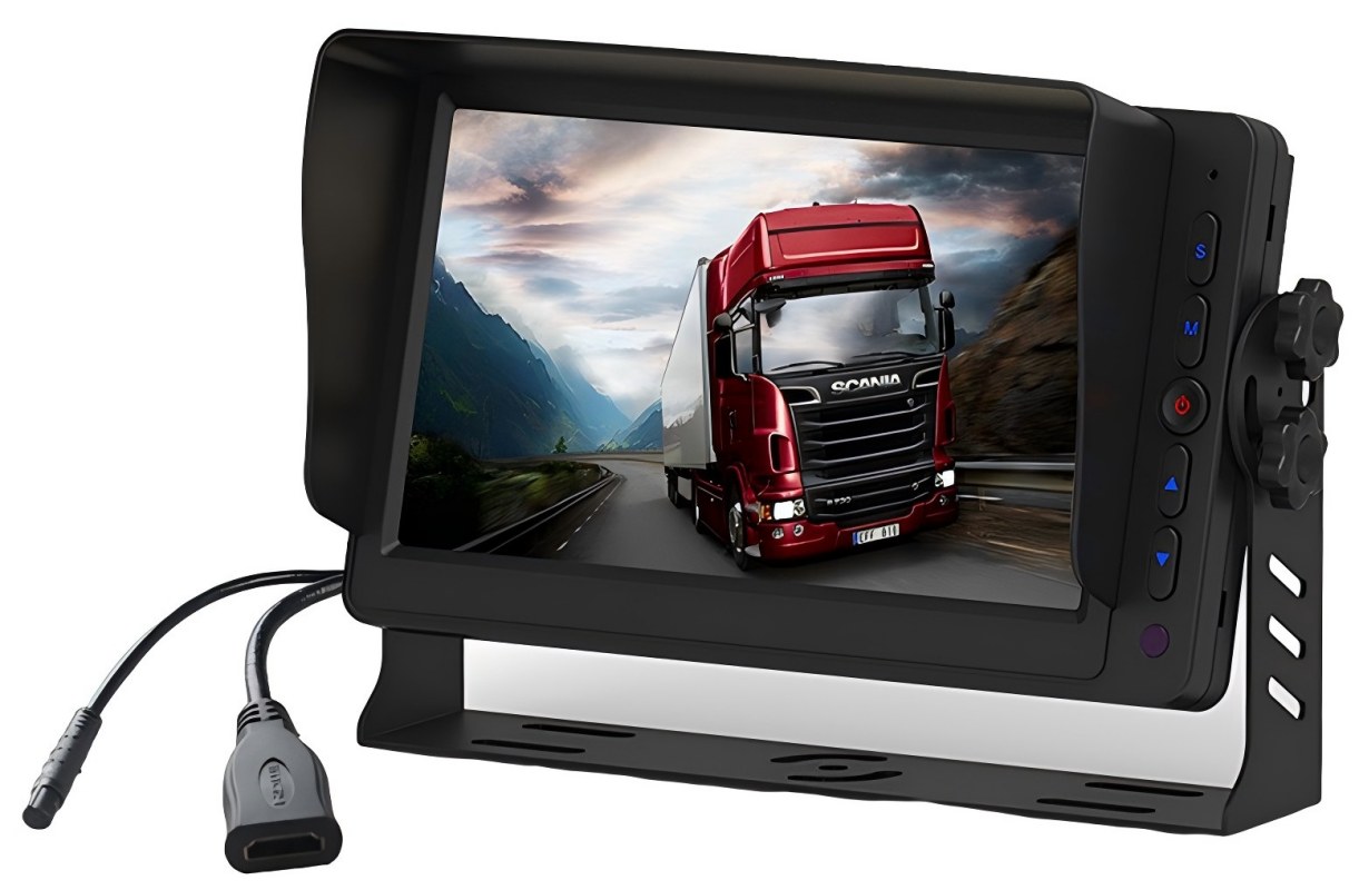 7-calowy monitor samochodowy HDMI z dwoma wejściami AV, wyzwalaczem wstecznym i wbudowanym głośnikiem